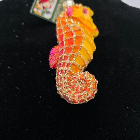 Old World Christmas Yellow Seahorse Ornament Glass Blown Hand-Painted Box - Picture 4 of 13